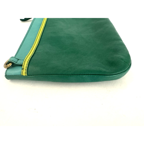 Fossil Crossbody Bag Green Blue Leather Top Zip Multiple-Pockets Convertible - Picture 9 of 16